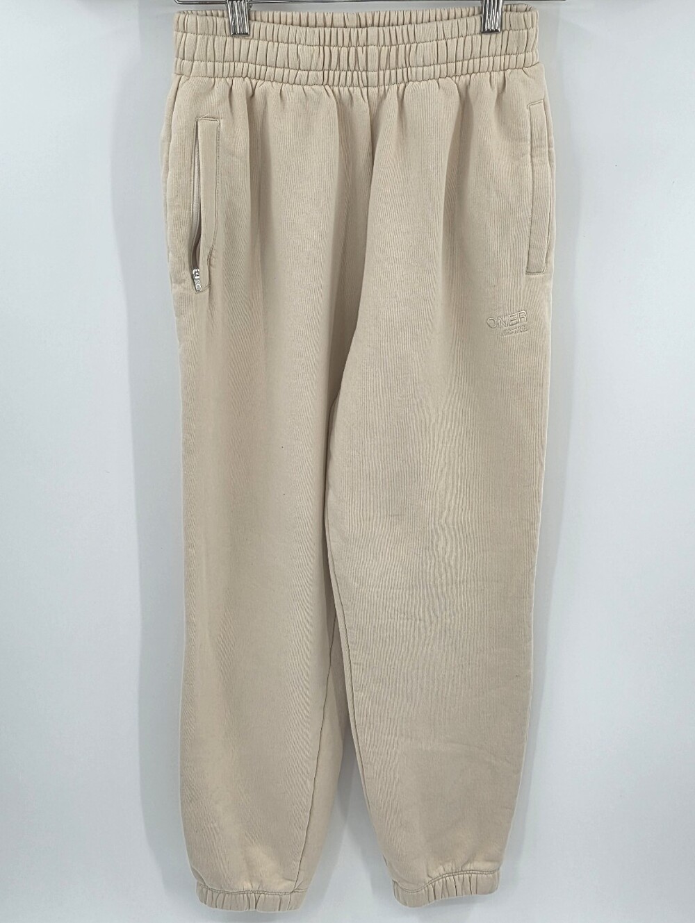 Oner Active Cream Drawstring Sweatpants Pockets Elastic Ankle Yoga Women’s Small